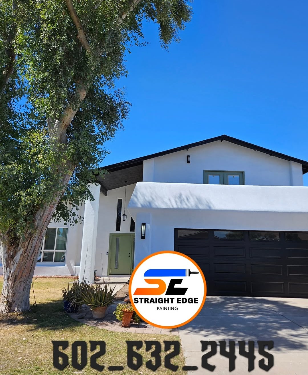 Full exterior · white with black accents