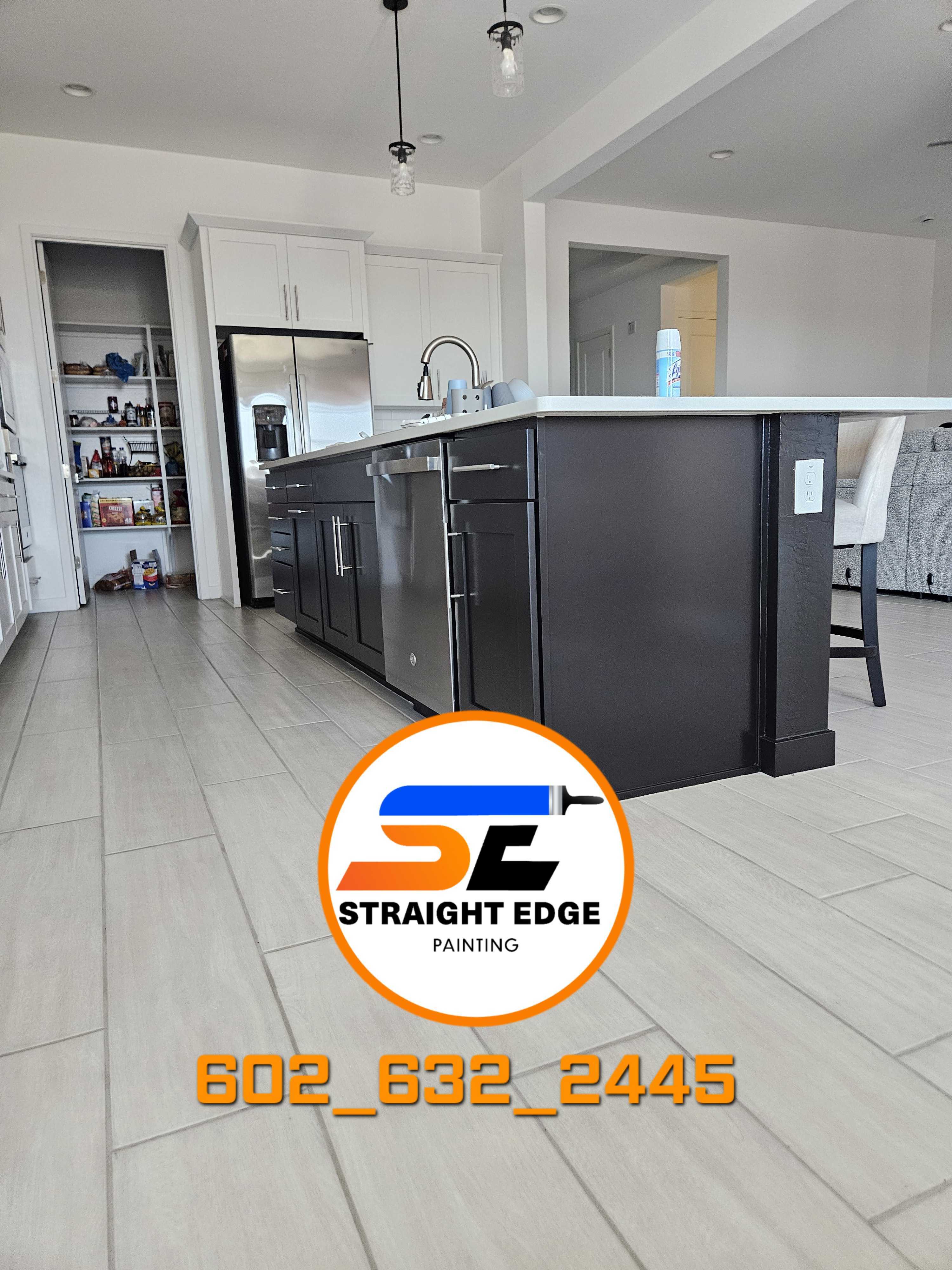 Kitchen island · sprayed shaker cabinets